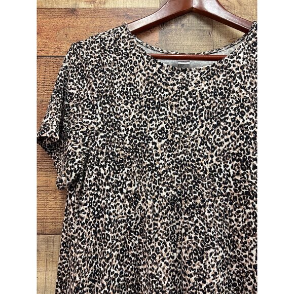 Leopard Print Casual Short Sleeve Dress Size L - Picture 3 of 6